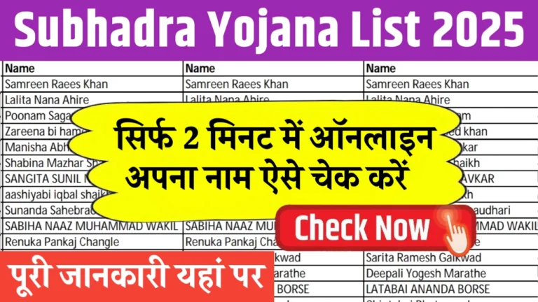 Subhadra Yojana List 2025